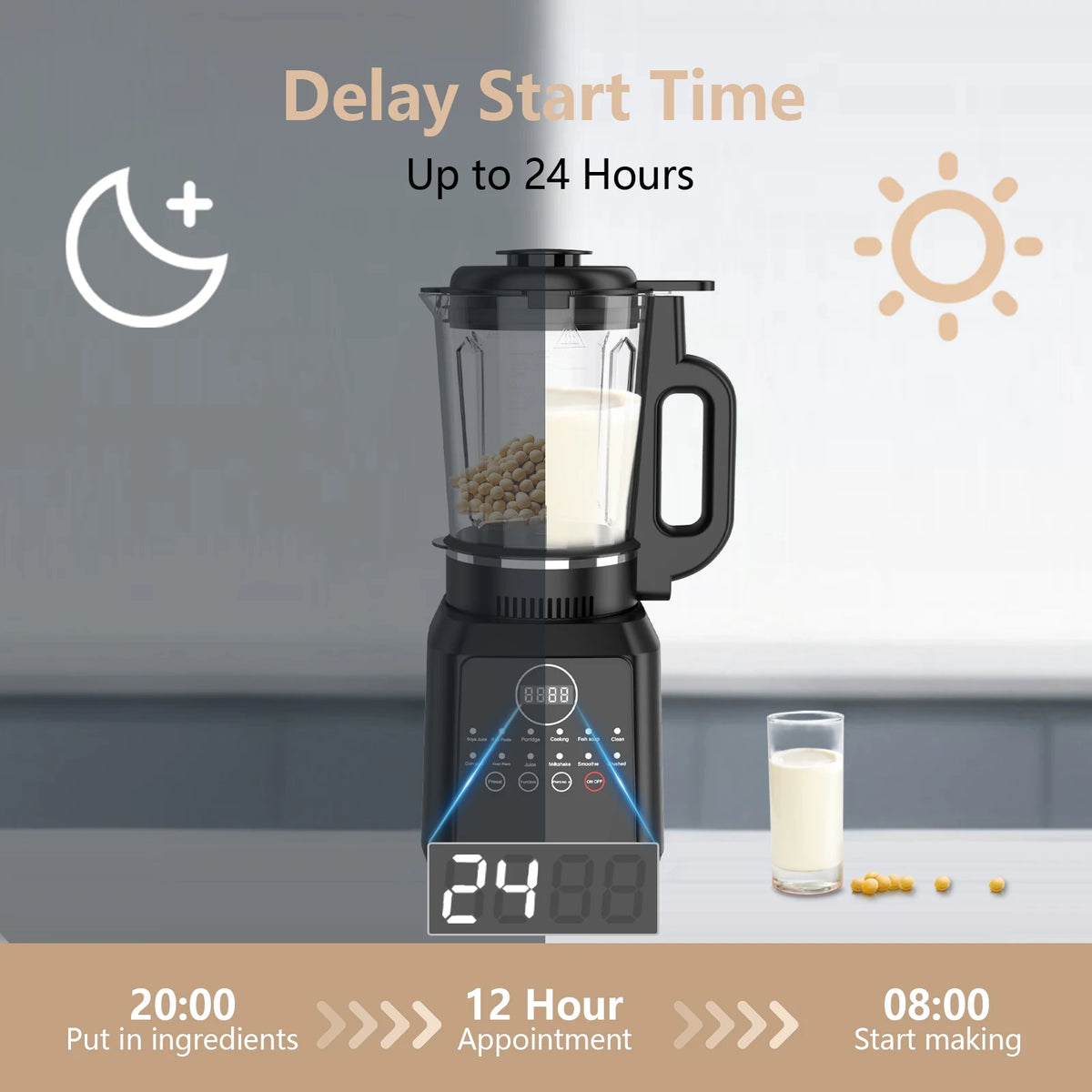 1.65L Electric Blender Soybean Milk Machine Professional Mixer Juicer Smoothie Maker Fruit Vegtable Table Blenders Baby Food Processor Soybean Milk Machine Heating Intelligent Small Auxiliary Food Machine