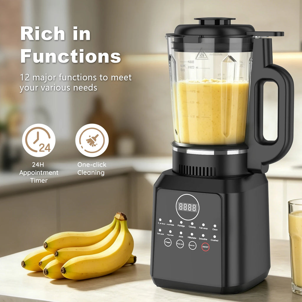 1.65L Electric Blender Soybean Milk Machine Professional Mixer Juicer Smoothie Maker Fruit Vegtable Table Blenders Baby Food Processor Soybean Milk Machine Heating Intelligent Small Auxiliary Food Machine