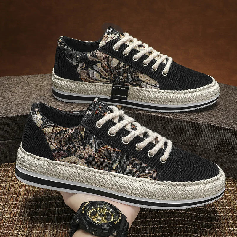 Canvas Men's Shoes for Summer, Breathable and Versatile,sporty Casual Flat Shoes with Soft Soles,traditional Beijing Cloth Shoes