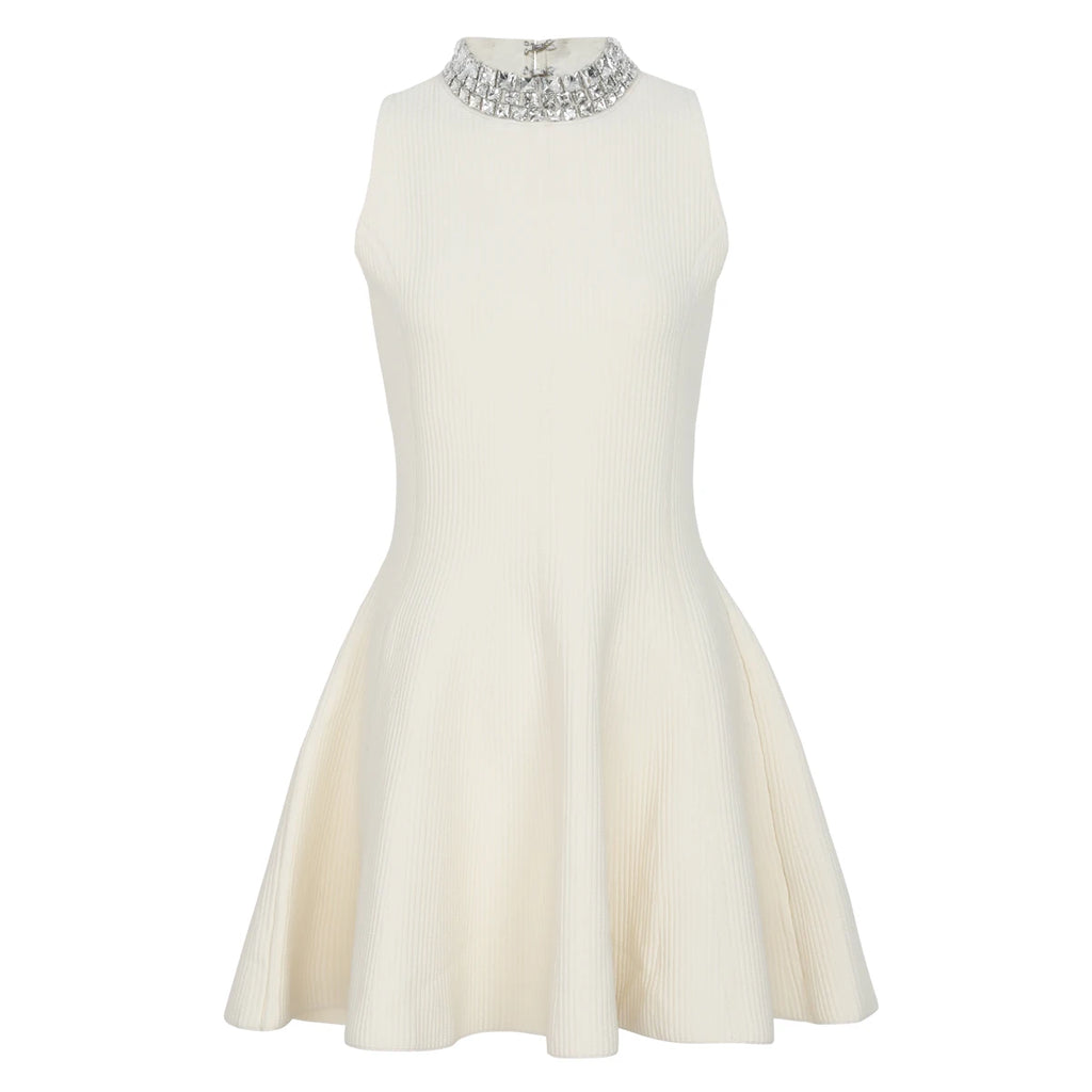 2637 high-quality summer new sexy sleeveless elastic knit popular slim fit and slimming nail drill luxurious women's dress