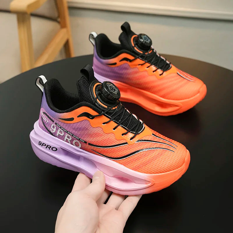 Kids Breathable Laceless Running Sneakers Lightweight Sport Shoes Non Slip Soft Sole Children Athletic Shoes for Boys Girls