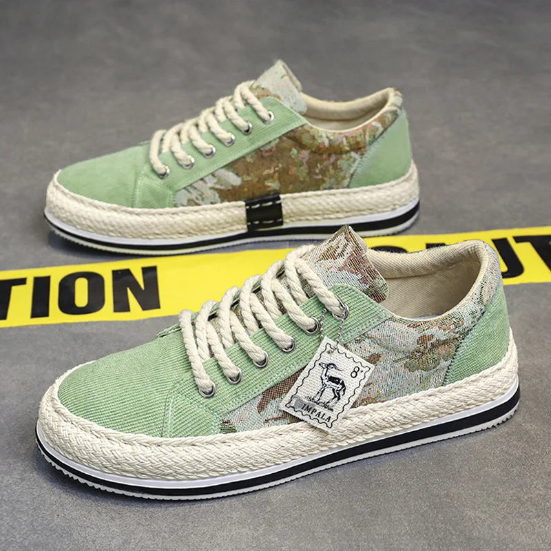 Canvas Men's Shoes for Summer, Breathable and Versatile,sporty Casual Flat Shoes with Soft Soles,traditional Beijing Cloth Shoes