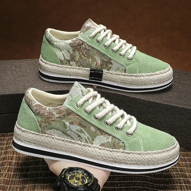 Canvas Men's Shoes for Summer, Breathable and Versatile,sporty Casual Flat Shoes with Soft Soles,traditional Beijing Cloth Shoes