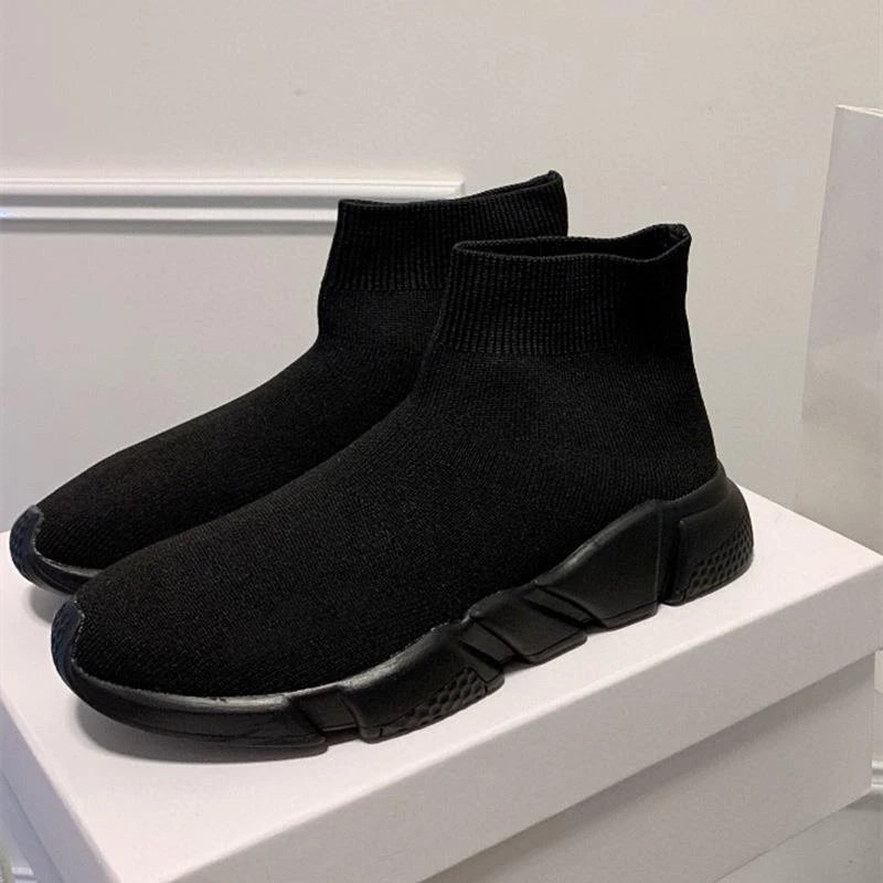 Trendiga sneakers för par – vardagsskor i stickat material, sportig retrostil med mesh och god andningsförmåga