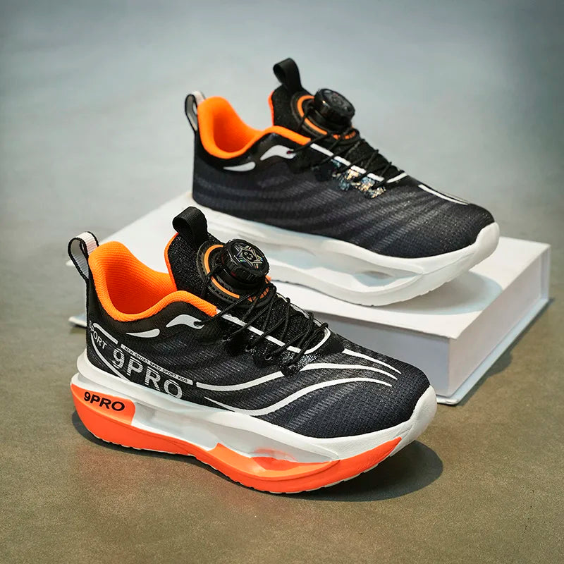 Kids Breathable Laceless Running Sneakers Lightweight Sport Shoes Non Slip Soft Sole Children Athletic Shoes for Boys Girls