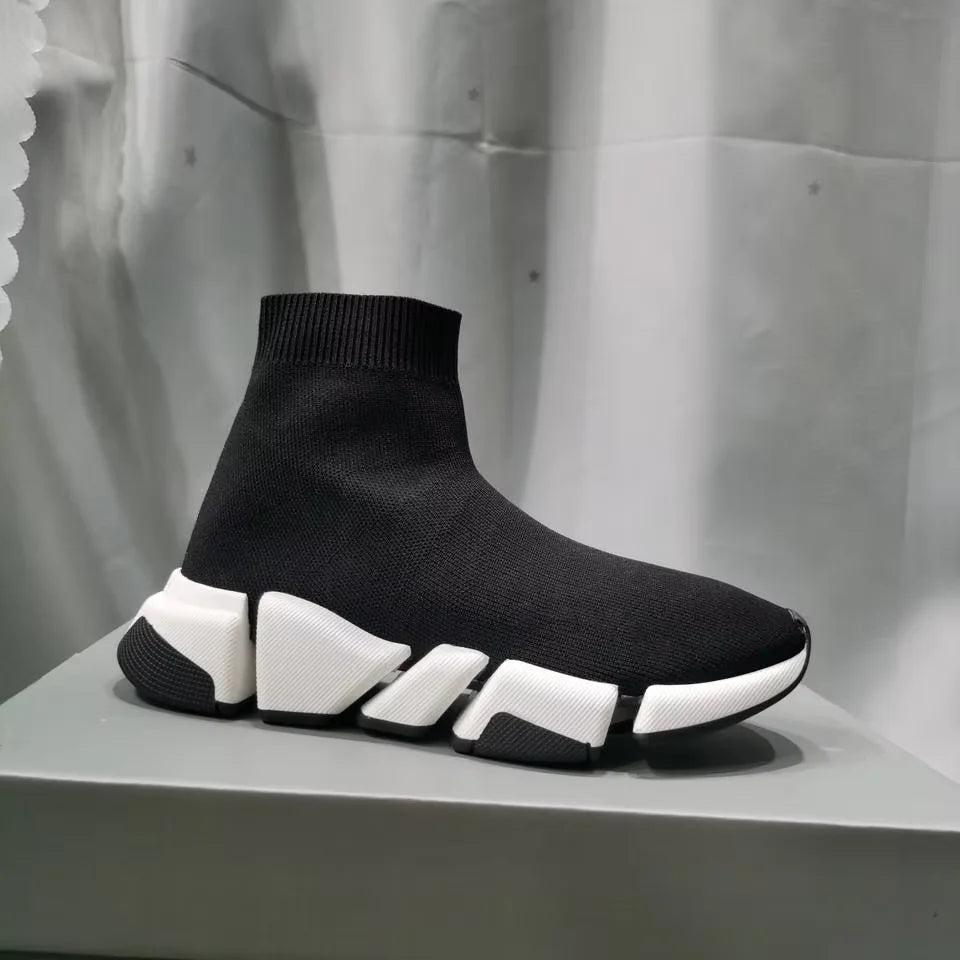 Trendiga sneakers för par – vardagsskor i stickat material, sportig retrostil med mesh och god andningsförmåga