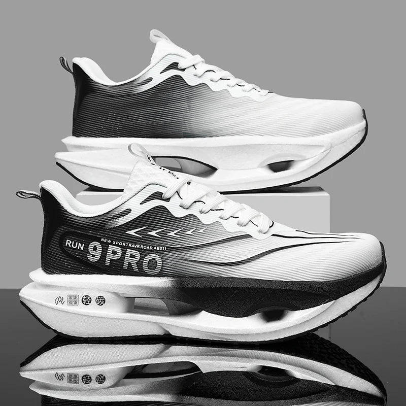 Sneakers för män och kvinnor – 9PRO Carbon Board, stötdämpning med skelettstruktur, löparskor för maraton, utomhusträning, fitness och tennis