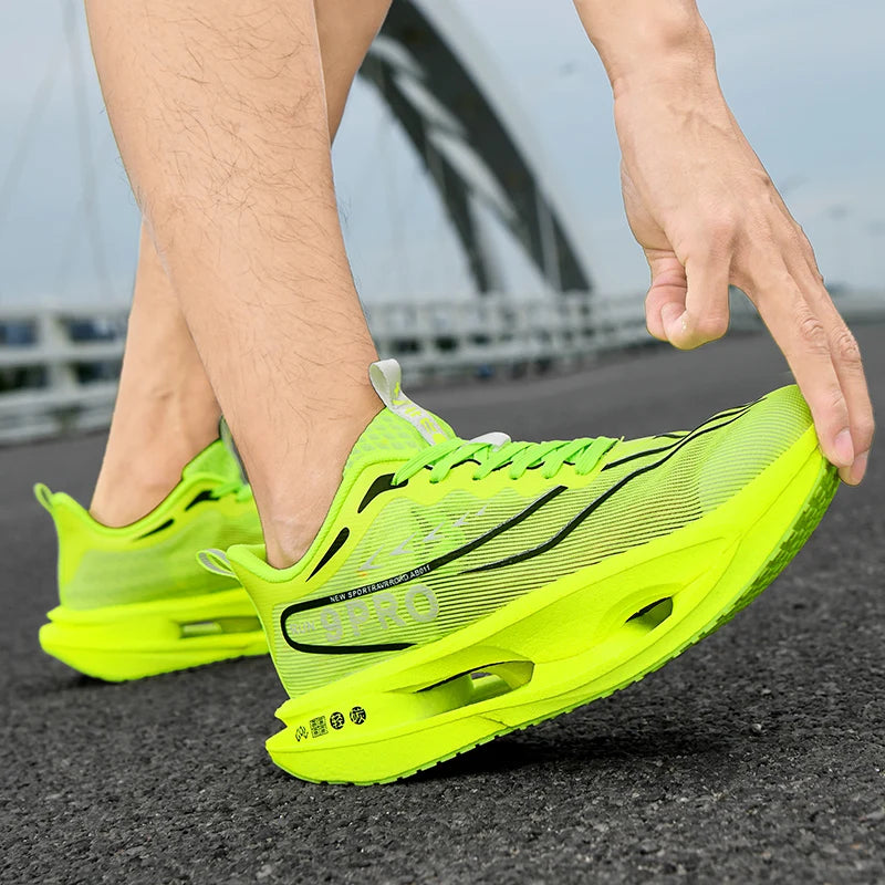 Sneakers för män och kvinnor – 9PRO Carbon Board, stötdämpning med skelettstruktur, löparskor för maraton, utomhusträning, fitness och tennis
