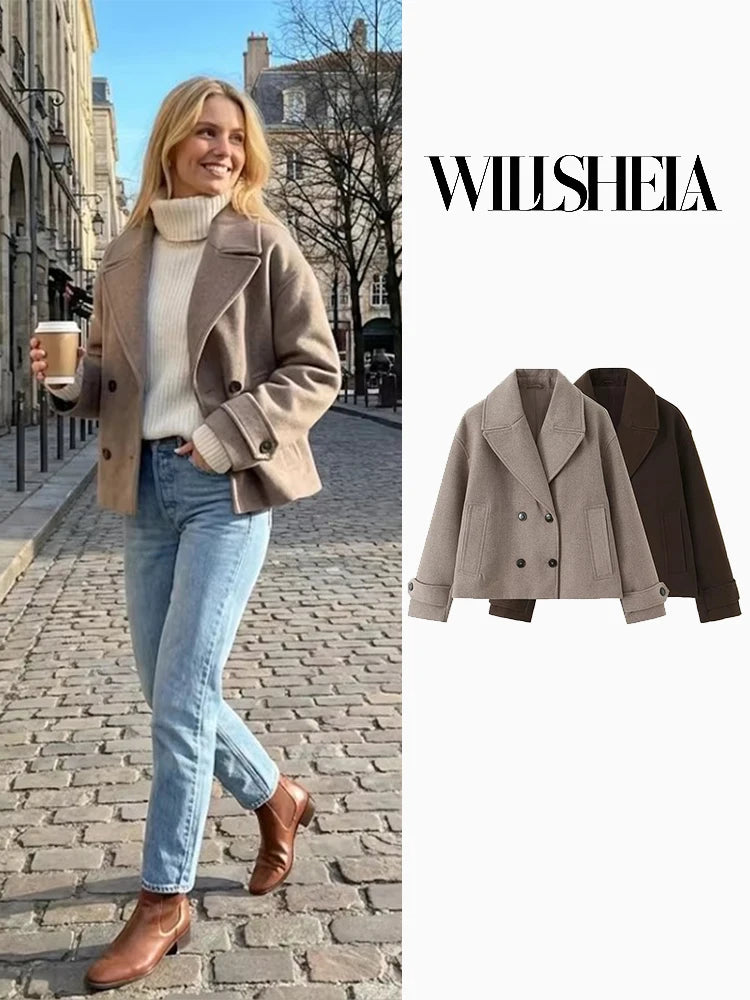 Willshela – elegant, enfärgad trenchcoat för kvinnor, dubbelknäppt modell med slag och långa ärmar – vintageinspirerad och stilsäker