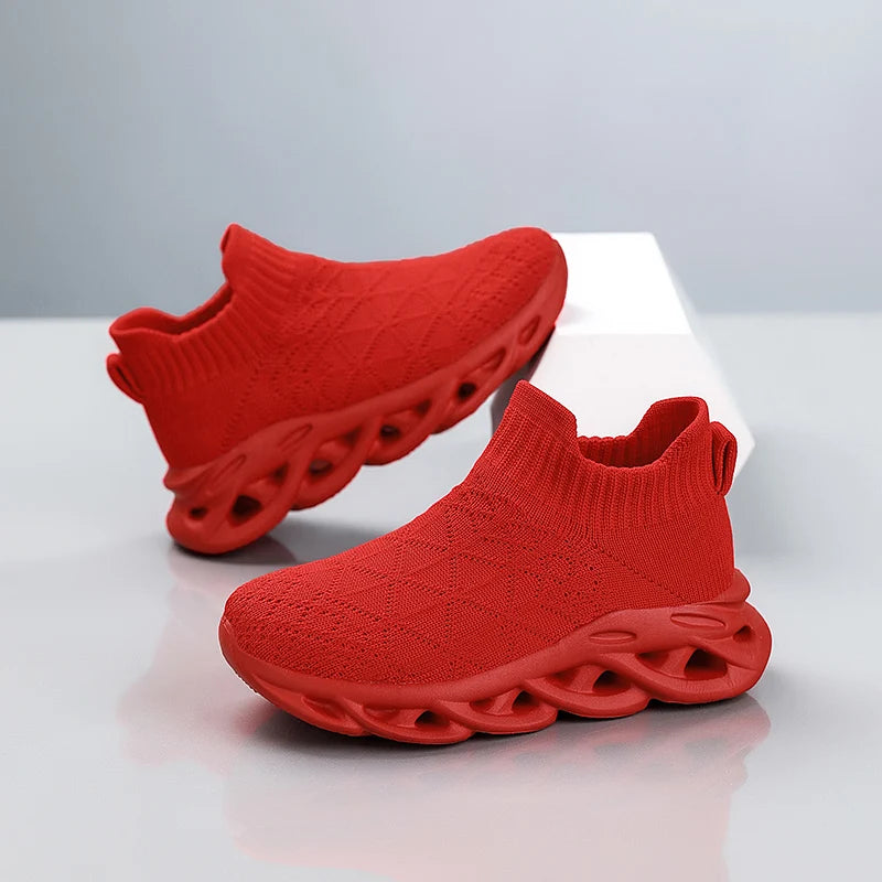 Sneakers för pojkar – stickade skor i sockmodell, moderiktiga, lätta och ventilerande, perfekta för våren