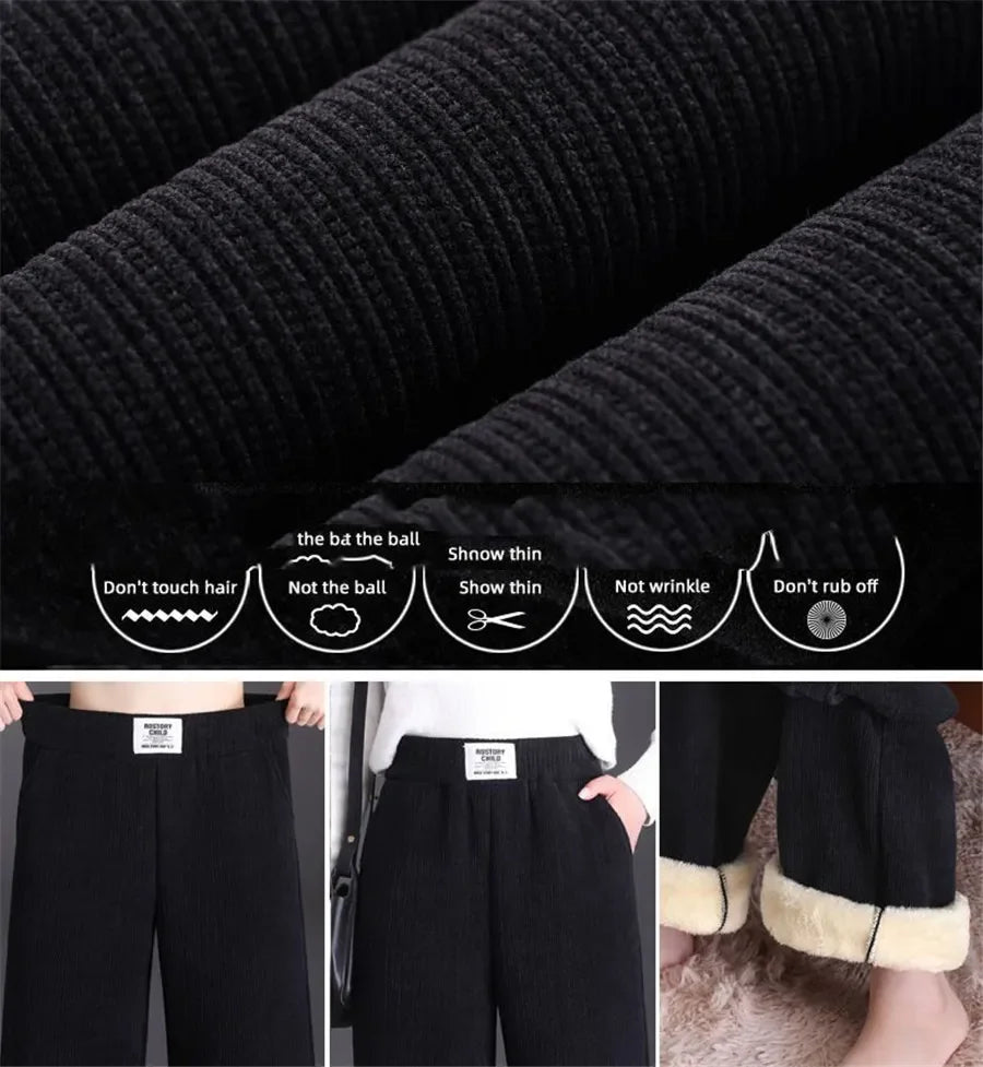 Byxor för dam med hög midja och vida ben