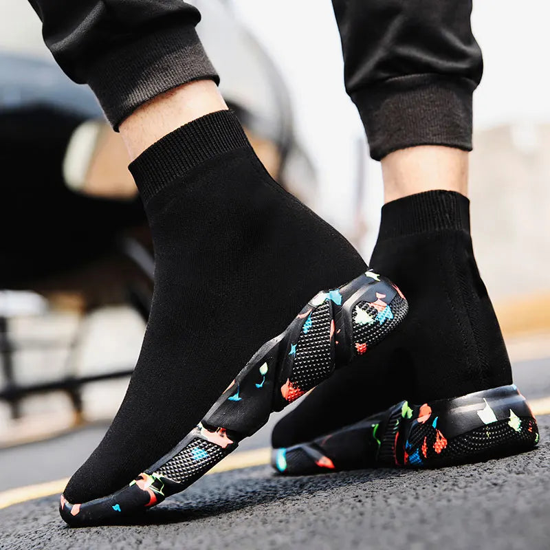 MWY Sportskor för kvinnor – höga, varma ”strumpskor”, vardagssneakers, promenadskor, storlek 35–47