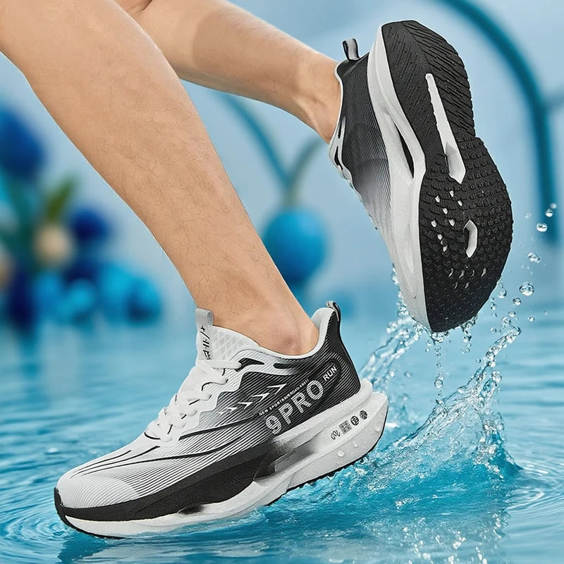 Sneakers för män och kvinnor – 9PRO Carbon Board, stötdämpning med skelettstruktur, löparskor för maraton, utomhusträning, fitness och tennis