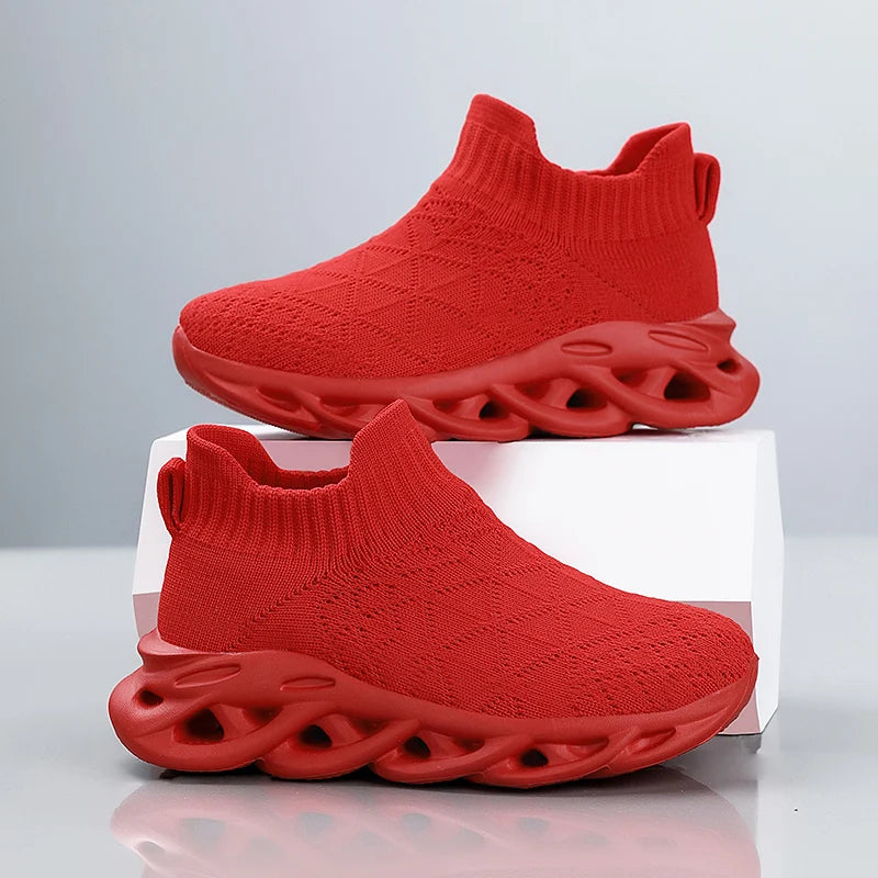 Sneakers för pojkar – stickade skor i sockmodell, moderiktiga, lätta och ventilerande, perfekta för våren