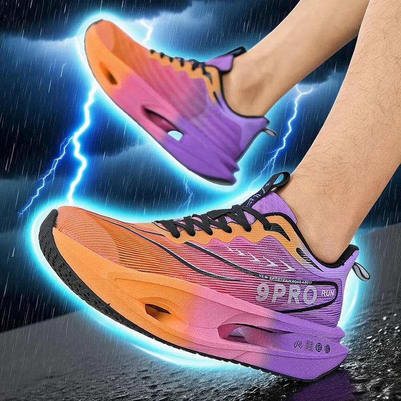 Sneakers för män och kvinnor – 9PRO Carbon Board, stötdämpning med skelettstruktur, löparskor för maraton, utomhusträning, fitness och tennis
