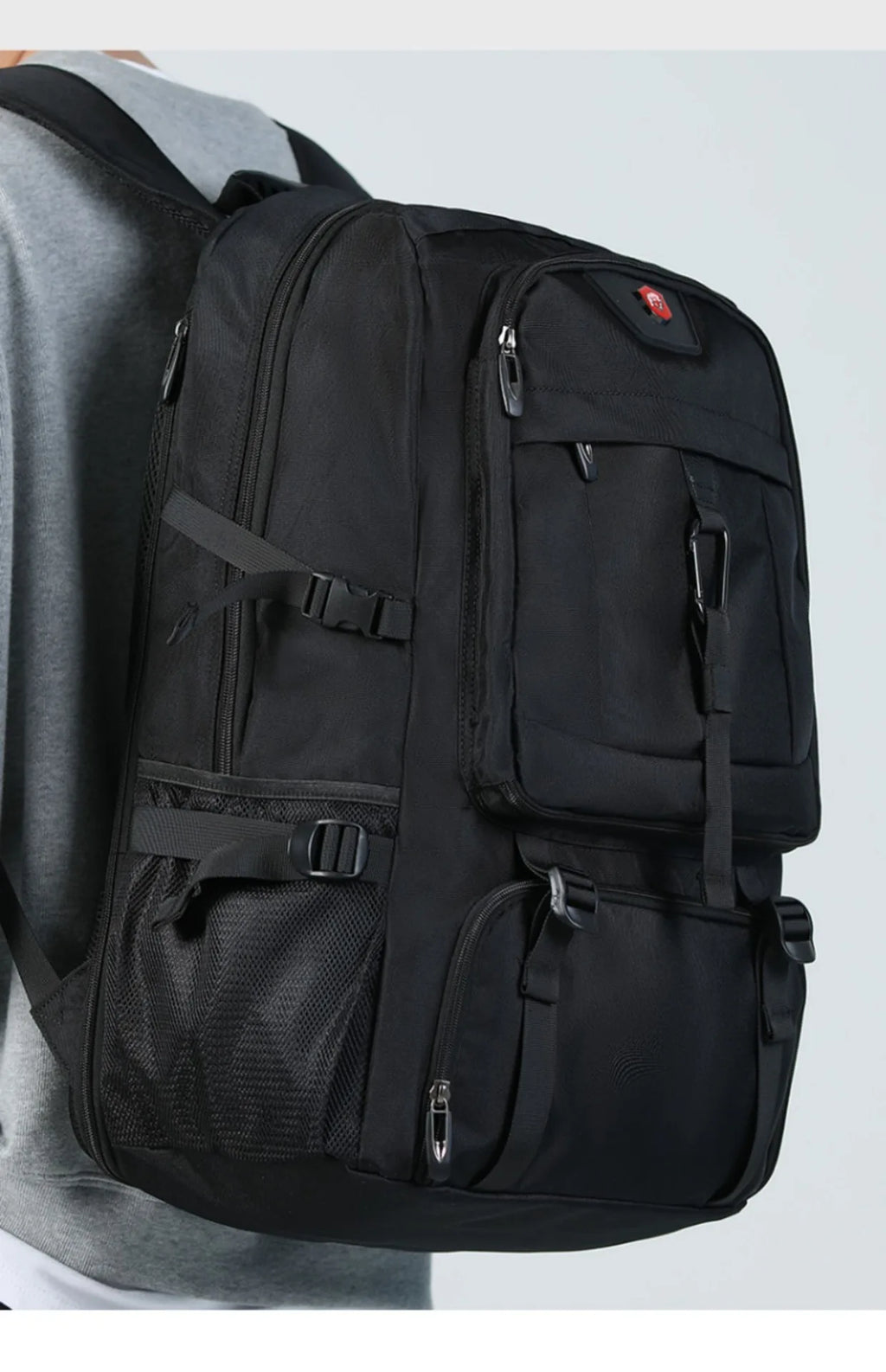 50L 80L Men's Large Travel Backpack, Separate Shoe Compartment Waterproof Business Backpack Outdoor Sports Black Storage Bag