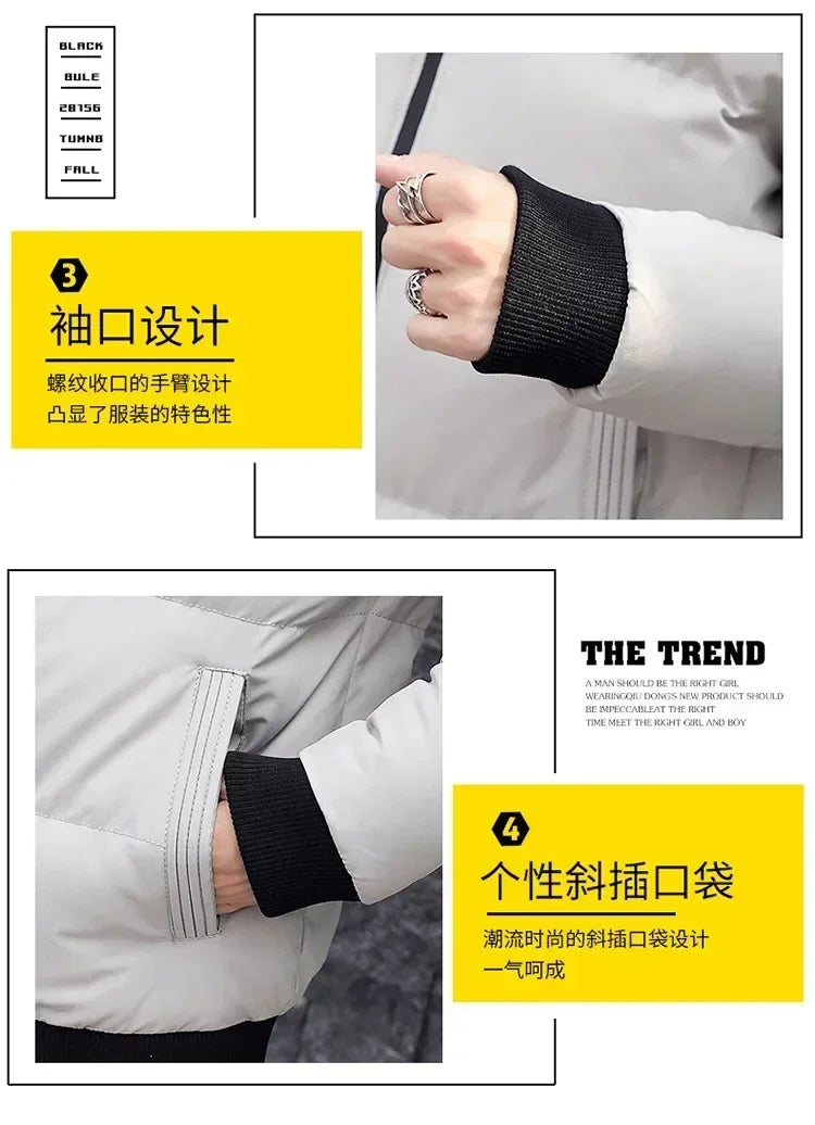 Men's 2025 autumn/Winter new thickened warm casual jacket, street fashion zipper stand-up collar men's cotton-padded jacket