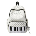 Polka Dot Piano Keyboard Backpack Back-to-school Girl Music Theme Embroidered Nylon Backpack Large Capacity Lightweight Backpack
