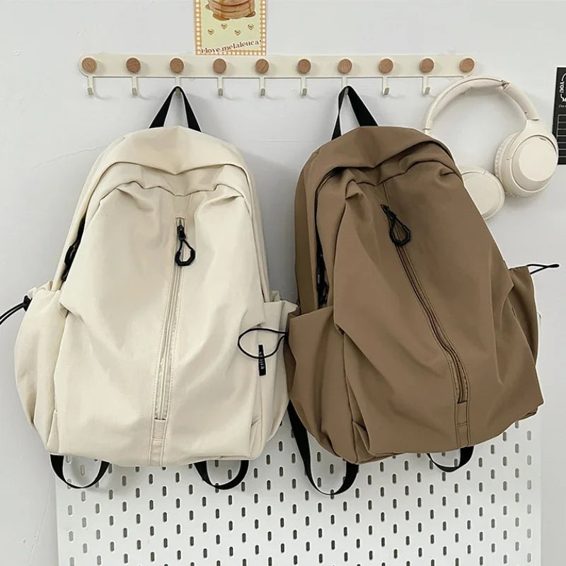15.6 Inch Nylon Waterproof College Backpack Large Capacity Travel Unisex Laptop Backpacks Simple Design School Bag for Teenagers