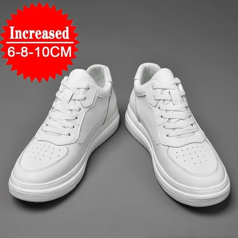 Högkvalitativa sneakers för män – skor med inbyggd höjning, moderiktiga vardagsskor, bekväma sportskor i läder, ger 6/8/10 cm extra längd