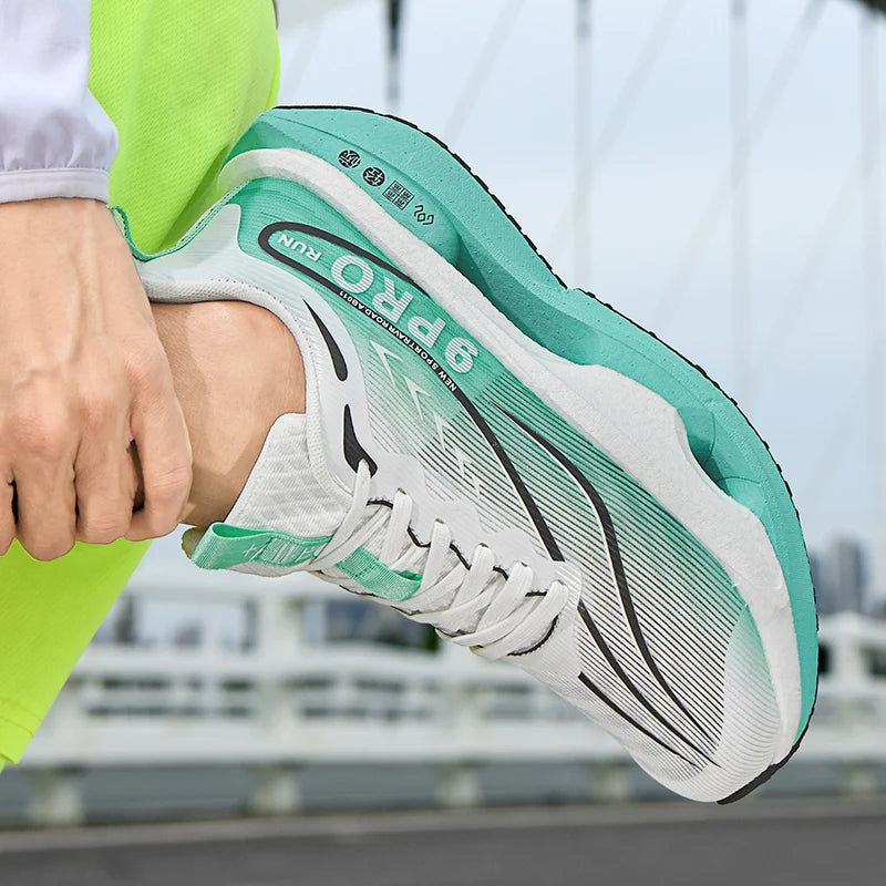 Sneakers för män och kvinnor – 9PRO Carbon Board, stötdämpning med skelettstruktur, löparskor för maraton, utomhusträning, fitness och tennis